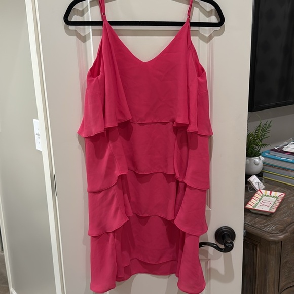Pink Ruffled Tier Cocktail Dress - Picture 6 of 7